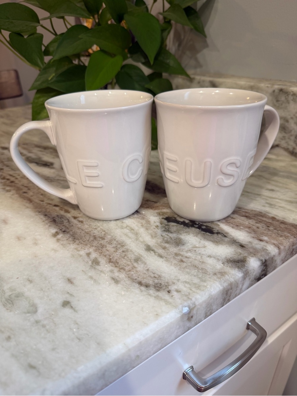 Le Creuset Cream Stoneware Mugs - Pair
